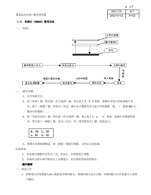 色差计(CR300)使用方法