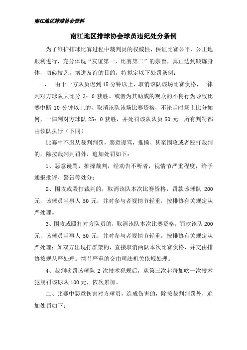 球员违纪处分条例