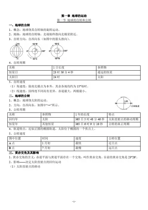 高二地理人教版选择性必修一《自然地理基础》