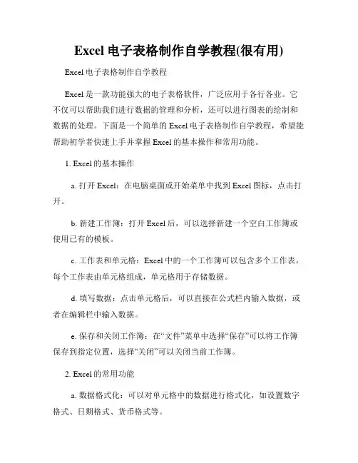 Excel电子表格制作自学教程(很有用)