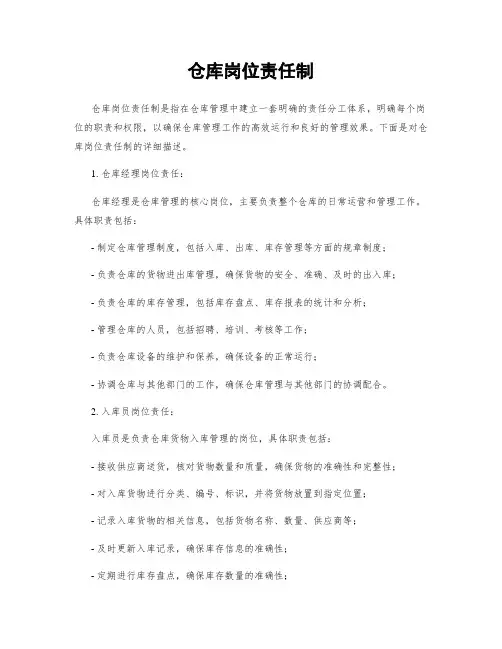 仓库岗位责任制