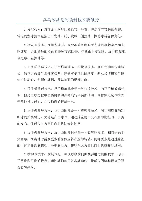 乒乓球常见的项新技术要领拧