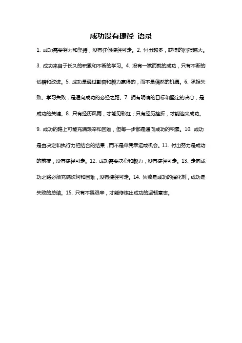 成功没有捷径 语录