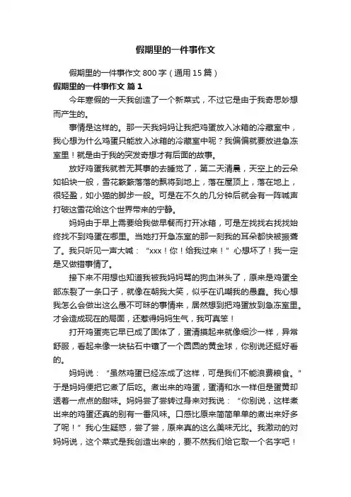 假期里的一件事作文800字（通用15篇）