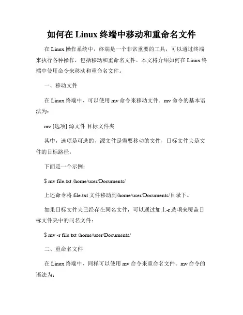 如何在Linux终端中移动和重命名文件