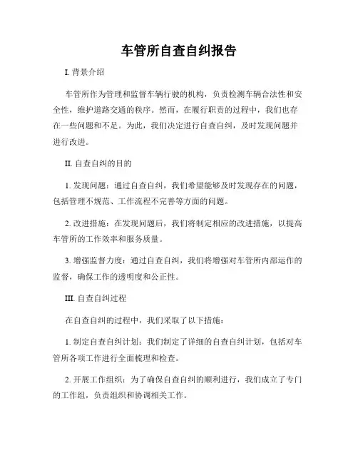 车管所自查自纠报告