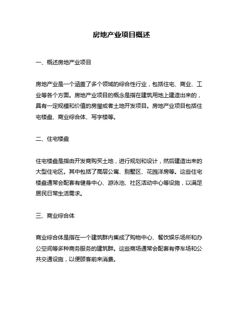 房地产业项目概述
