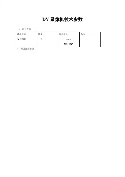 DV录像机技术参数