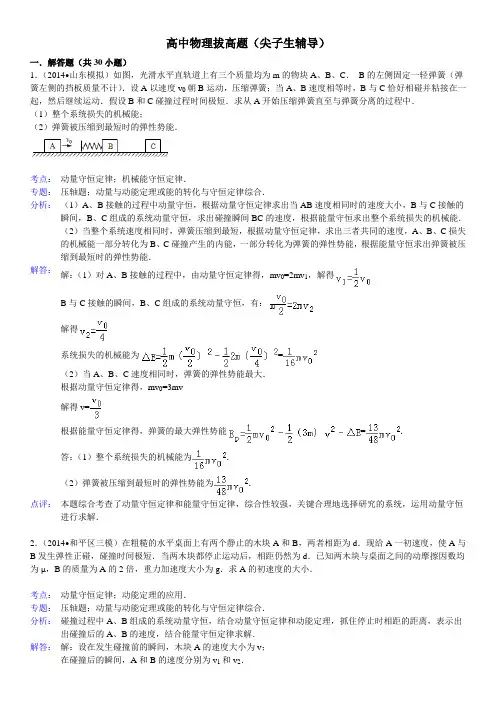 高中物理动量拔高题(尖子生辅导)