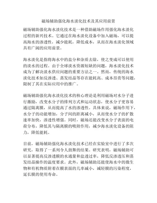 磁场辅助强化海水淡化技术及其应用前景