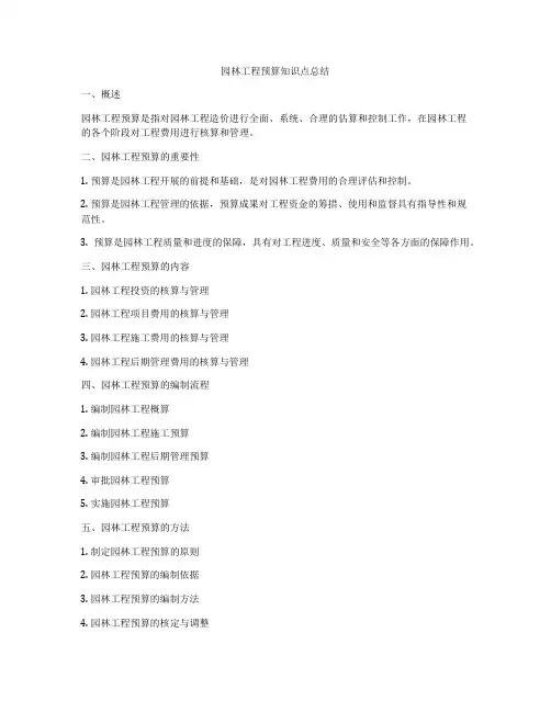 园林工程预算知识点总结