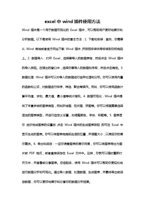 excel中wind插件使用方法