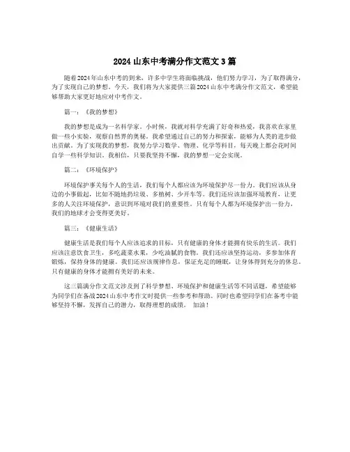 2024山东中考满分作文范文3篇