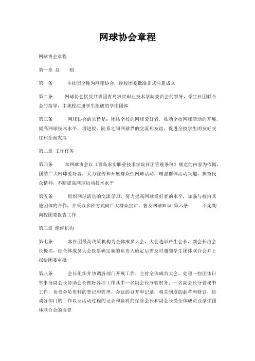 网球协会章程