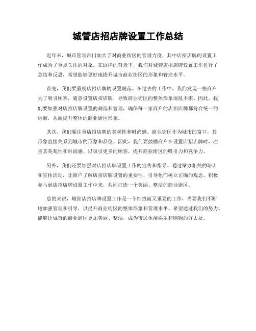 城管店招店牌设置工作总结