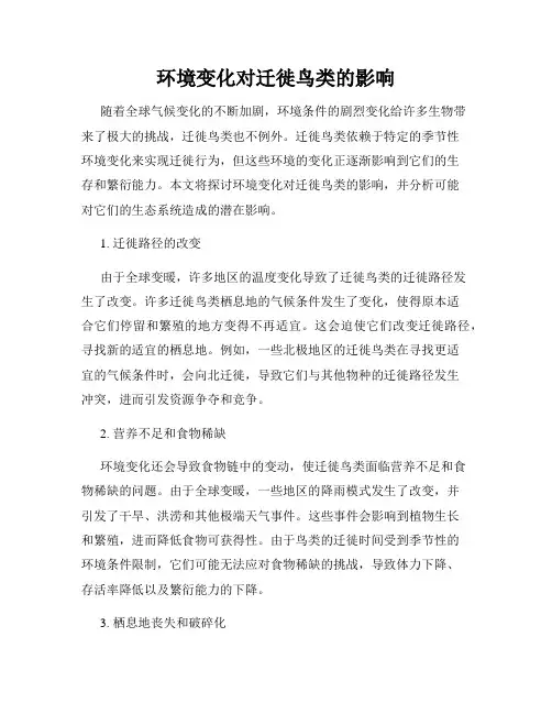 环境变化对迁徙鸟类的影响
