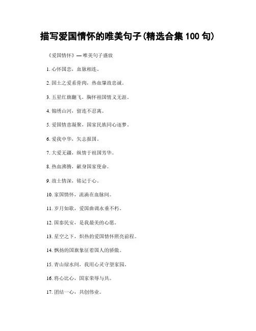描写爱国情怀的唯美句子(精选合集100句)
