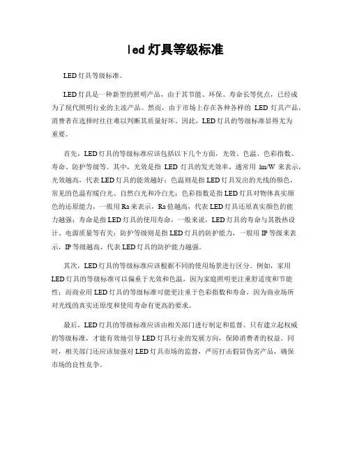 led灯具等级标准
