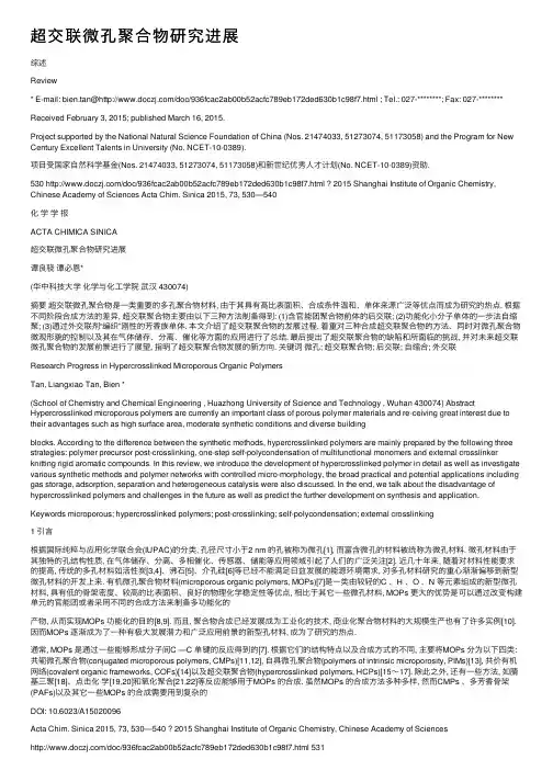 超交联微孔聚合物研究进展