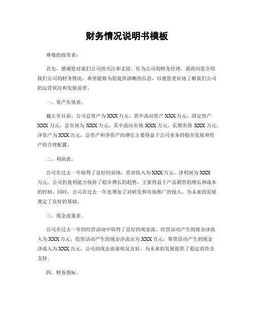 财务情况说明书模板