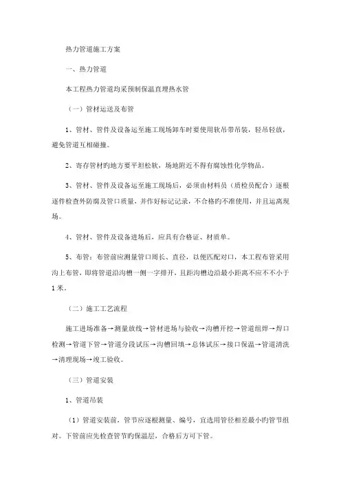 热力管道施工方案
