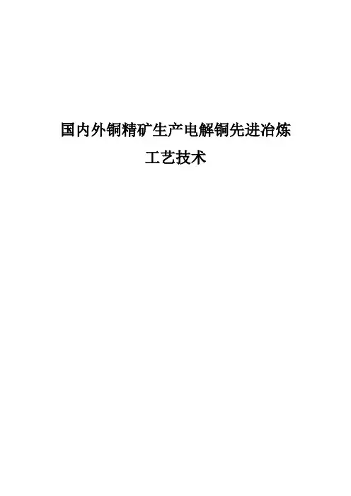 国内外铜精矿先进铜冶炼工艺技术