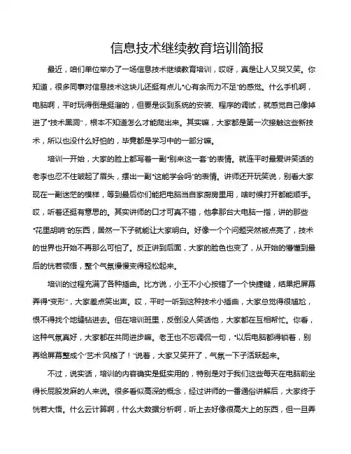 信息技术继续教育培训简报