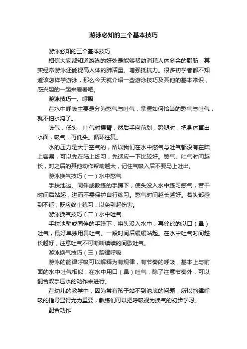 游泳必知的三个基本技巧