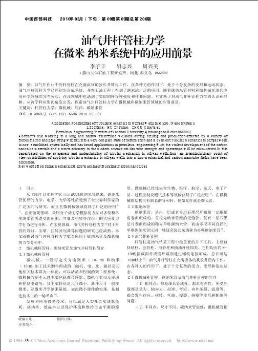 油气井杆管柱力学在微米_纳米系统中的应用前景