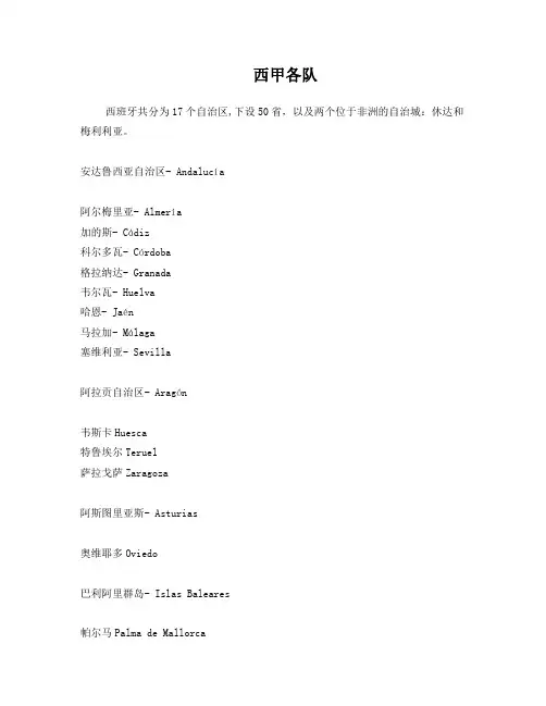 西甲各队介绍