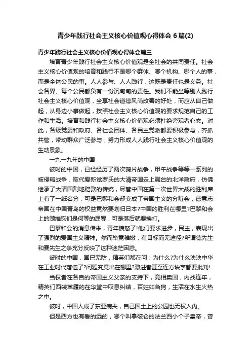 青少年践行社会主义核心价值观心得体会6篇（2）