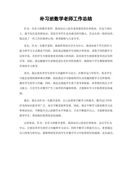 补习班数学老师工作总结
