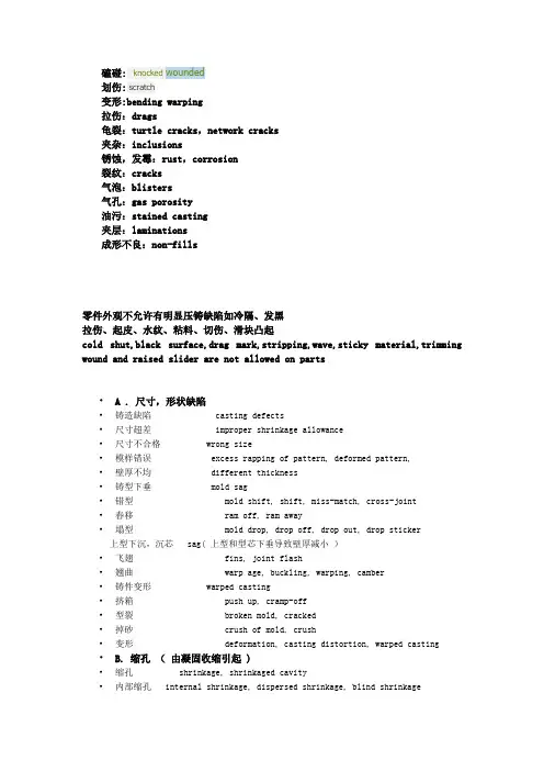 压铸缺陷英文