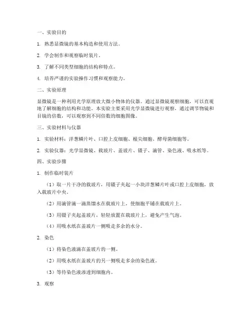 显微镜观察细胞实训报告