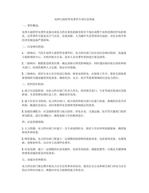 电网大面积停电事件专项应急预案