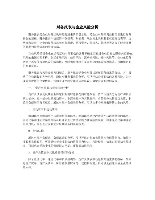财务报表与企业风险分析