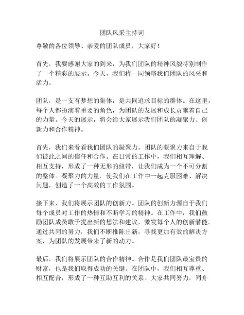 团队风采主持词