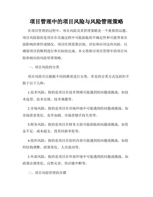 项目管理中的项目风险与风险管理策略