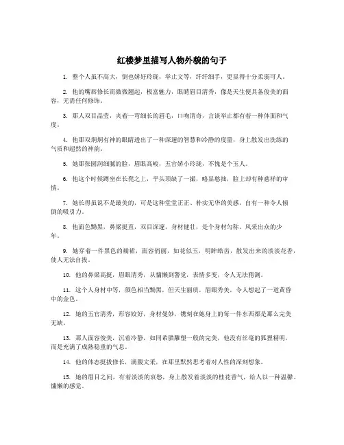 红楼梦里描写人物外貌的句子