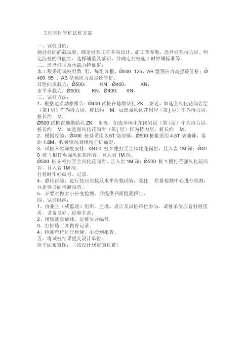 工程基础管桩试桩方案