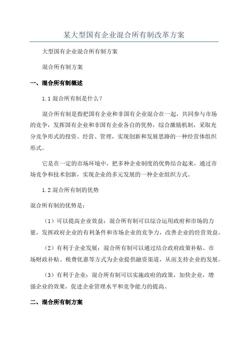 某大型国有企业混合所有制改革方案