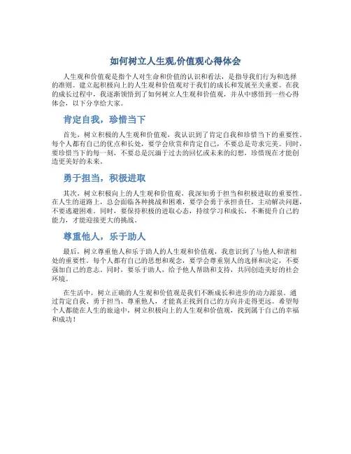 如何树立人生观,价值观心得体会