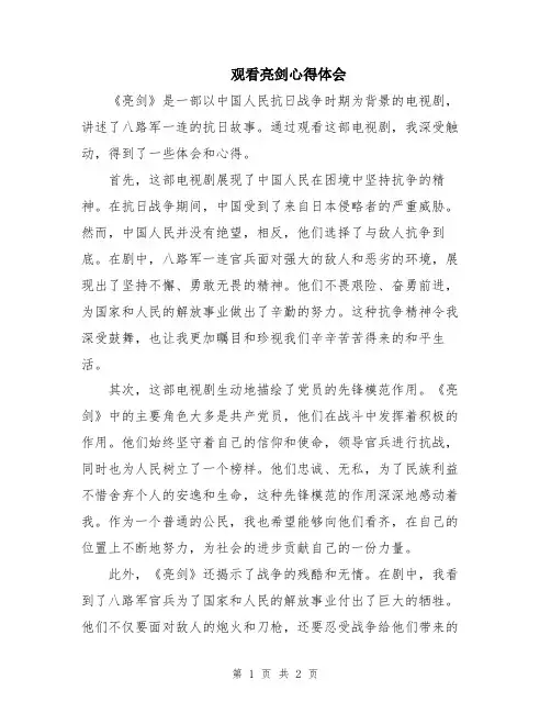 观看亮剑心得体会