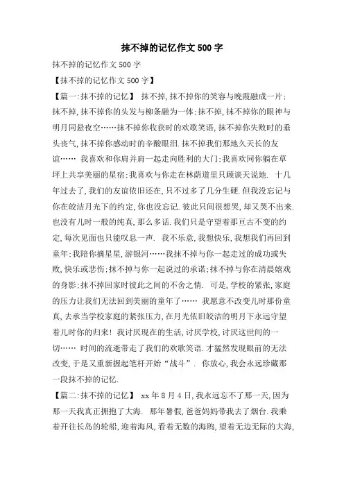 抹不掉的记忆作文500字