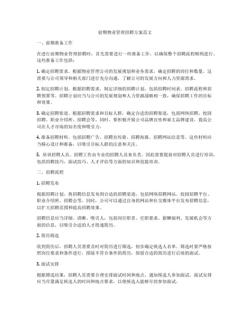 前期物业管理招聘方案范文