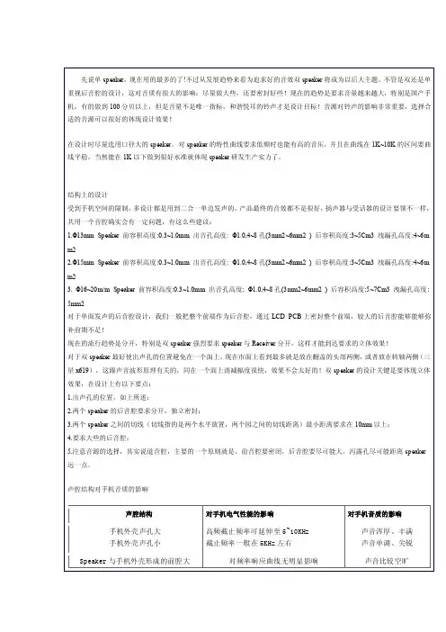 手机前后box喇叭音腔设计