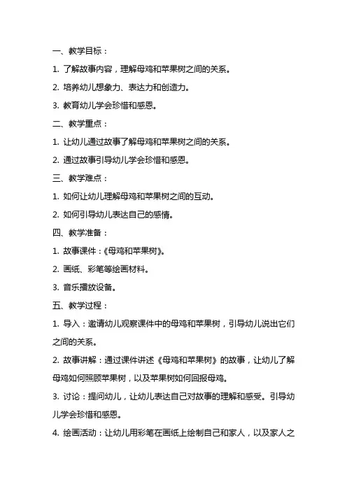 幼儿园中班《母鸡和苹果树》教案范文