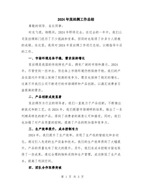 2024年茧丝绸工作总结