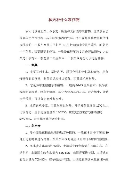 秋天种什么农作物