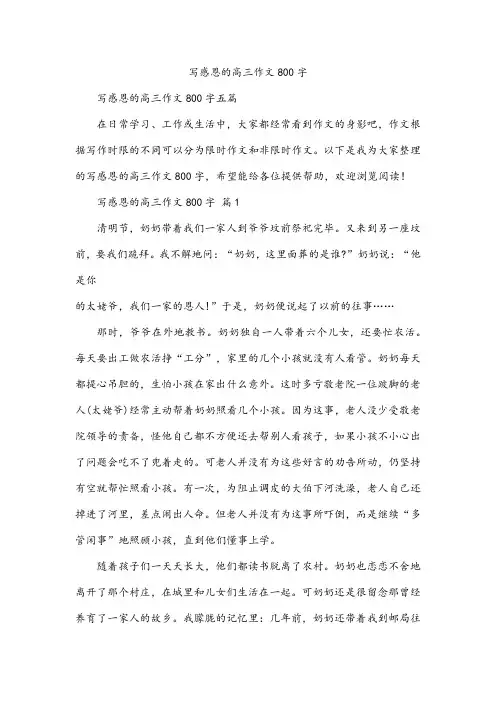 写感恩的高三作文800字